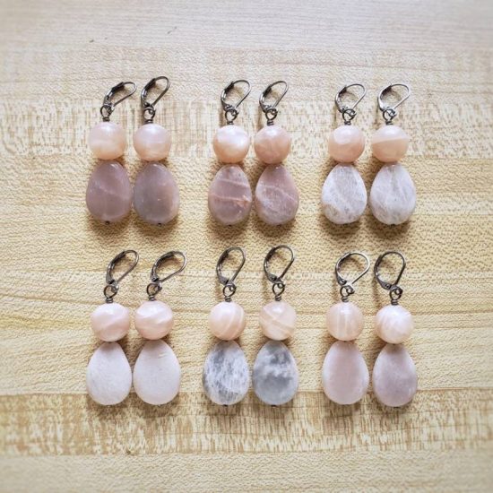 peach moondrop earrings