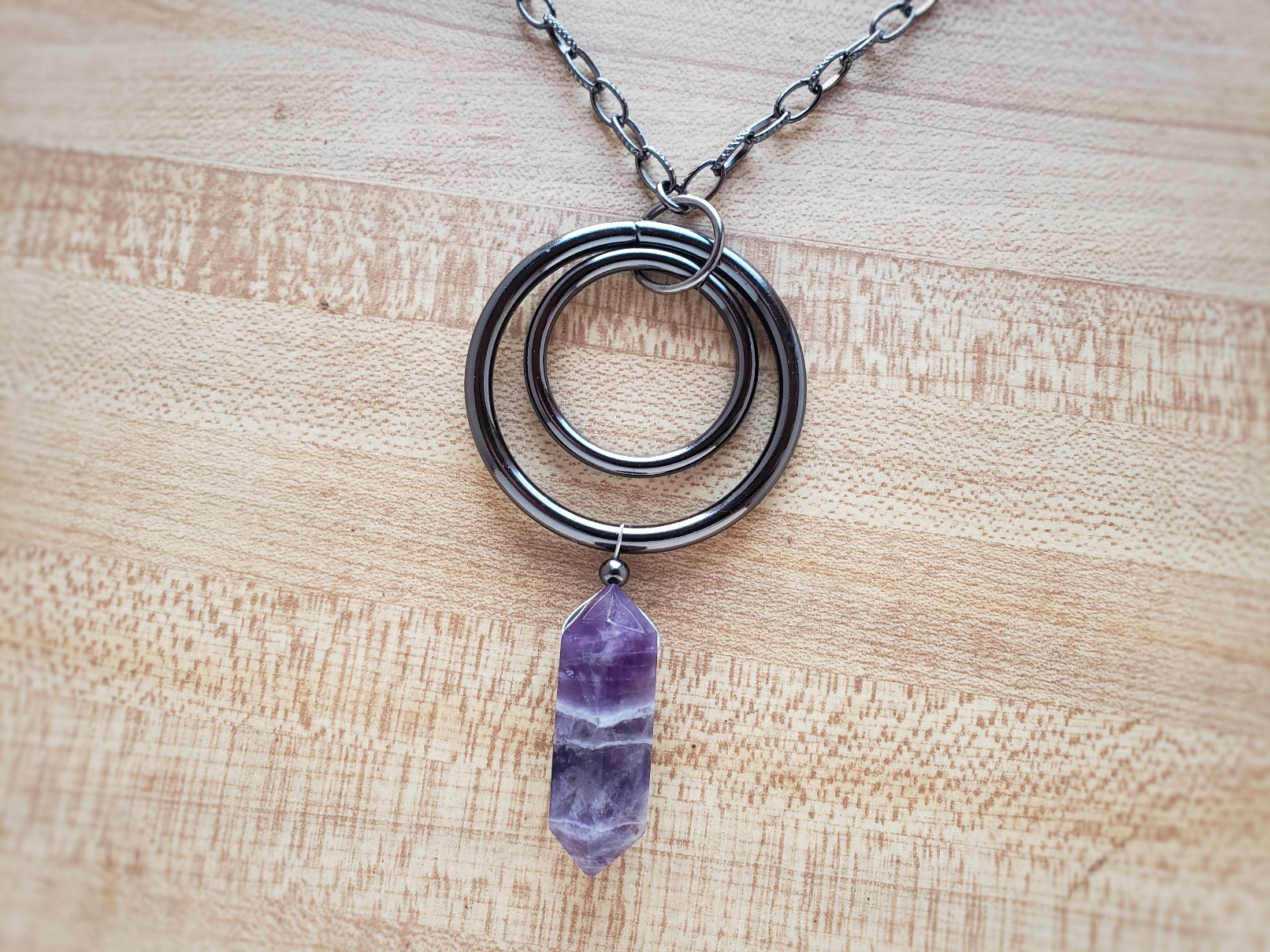 Amethyst Point Double O Ring Choker Heysomeday Handmade Jewelry