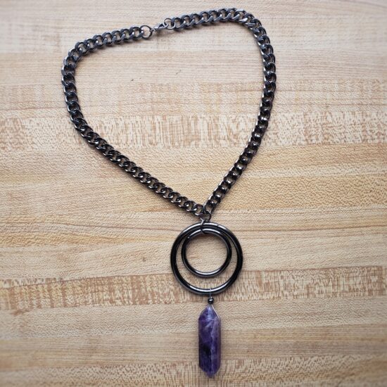 double o ring amethyst point choker