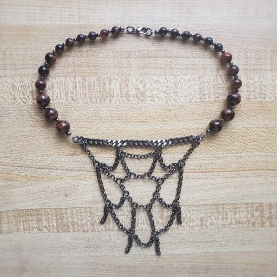 spiderweb choker with red tiger’s eye