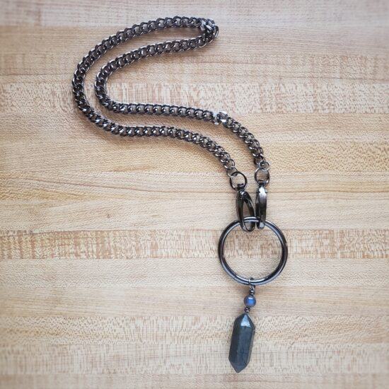 o ring necklace with labradorite