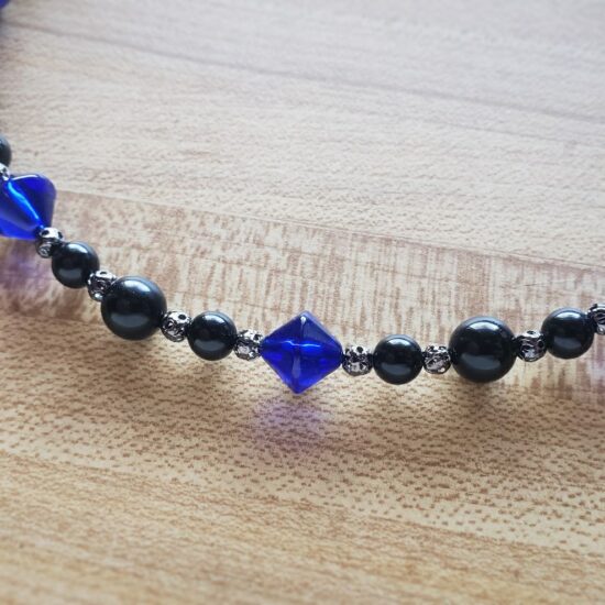 black & blue glass bead choker