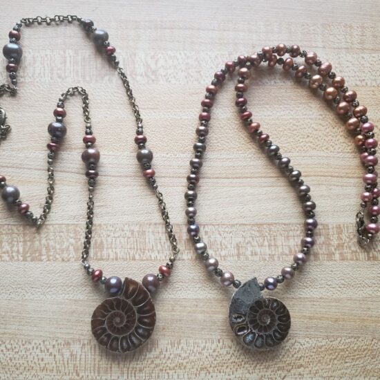 ammonite & freshwater pearl necklace