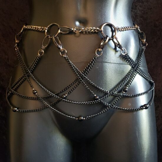 beaded black chain belt set