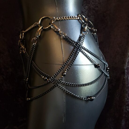 beaded black chain belt set