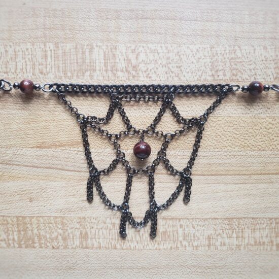 spiderweb choker with red tiger’s eye (19″)