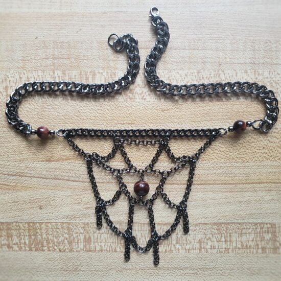 spiderweb choker with red tiger’s eye (19″)