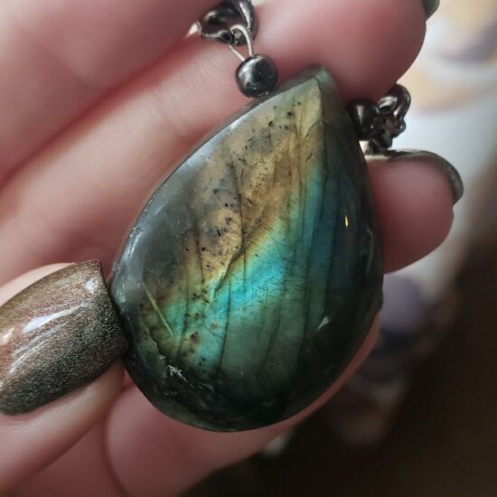 labradorite teardrop necklace (26″)