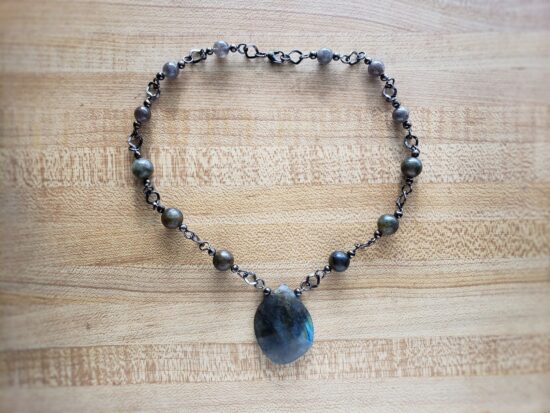 labradorite necklace with organic shapes & tones (17.5")