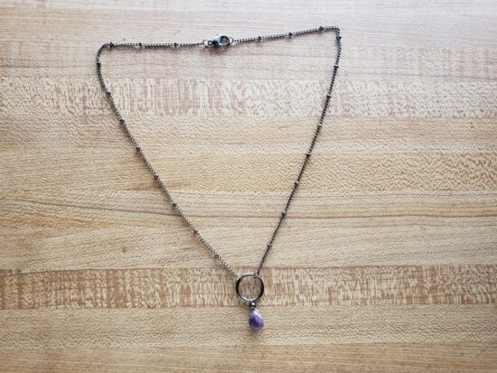 personal collection - dainty amethyst teardrop pendant (17") - Image 2