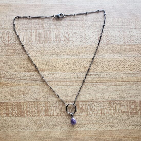 personal collection – dainty amethyst teardrop pendant (17″)