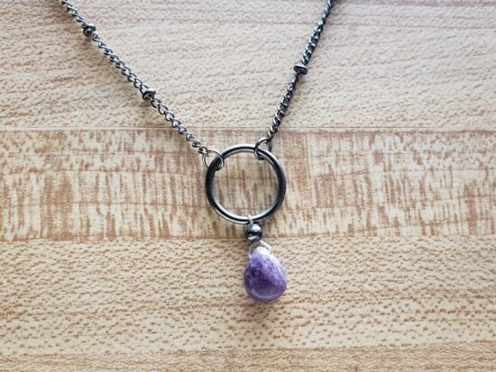 personal collection - dainty amethyst teardrop pendant (17") - Image 4