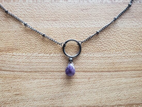 personal collection - dainty amethyst teardrop pendant (17") - Image 3