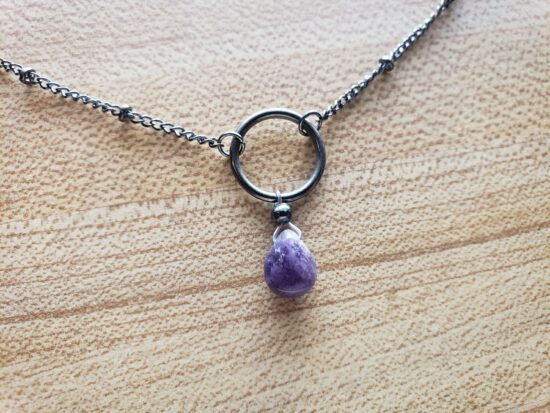 personal collection - dainty amethyst teardrop pendant (17")