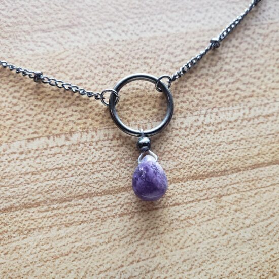 personal collection – dainty amethyst teardrop pendant (17″)