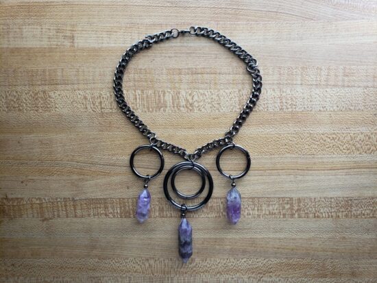 triple amethyst point o ring choker (14 3/4") - Image 2