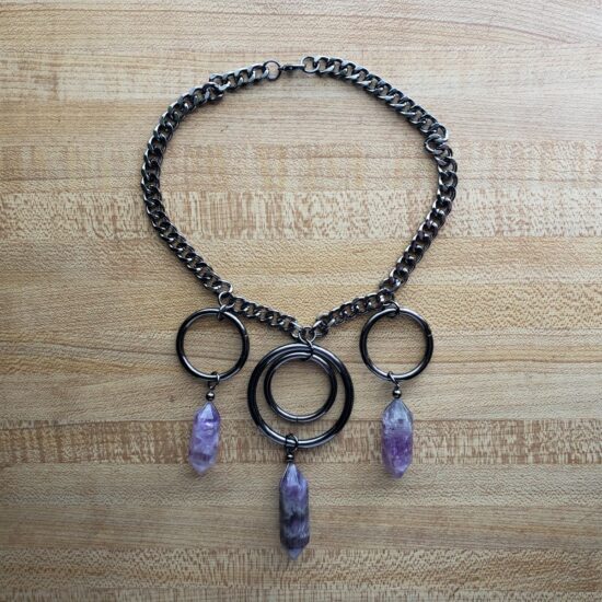 triple amethyst point o ring choker (14 3/4″)