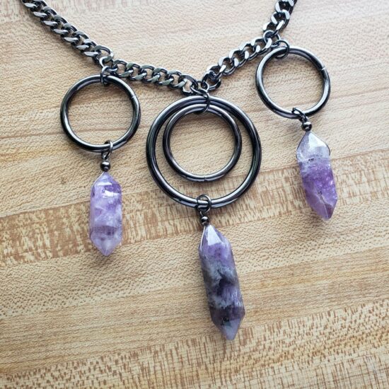 triple amethyst point o ring choker (14 3/4″)