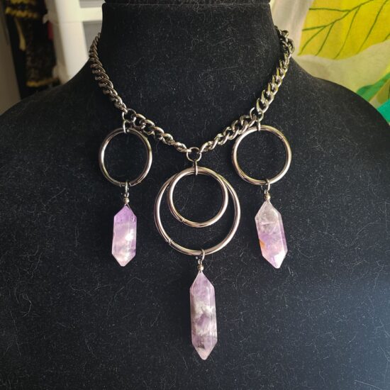 triple amethyst point o ring choker (14 3/4") - Image 3