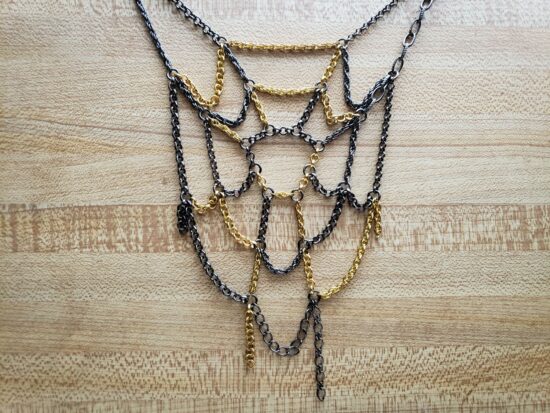 scrap chain spiderweb necklace with gold (16")