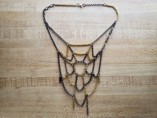 scrap chain spiderweb necklace with gold (16") - Image 2